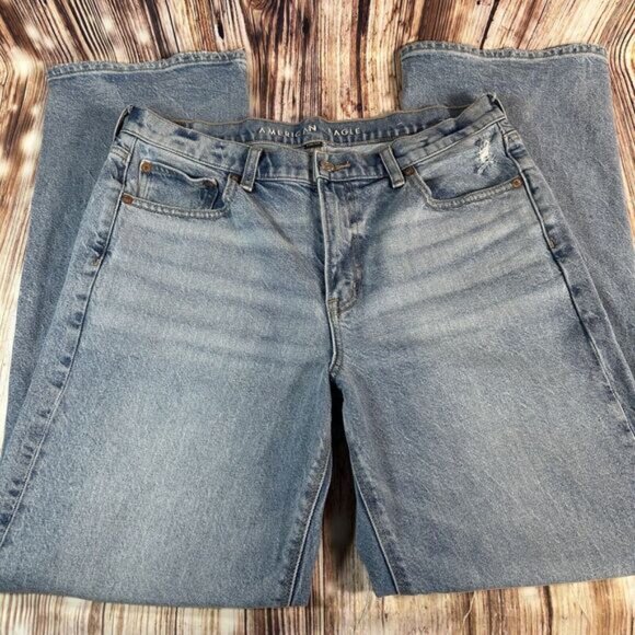 American Eagle ‘90s BOOT CUT Size 12 Blue High Rise Jeans Denim Pants 33x30.5 - Picture 4 of 13